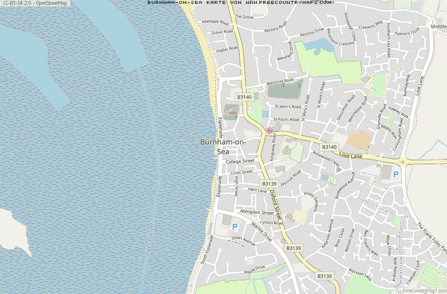 Karte Von Burnham-on-Sea Vereinigtes Knigreich