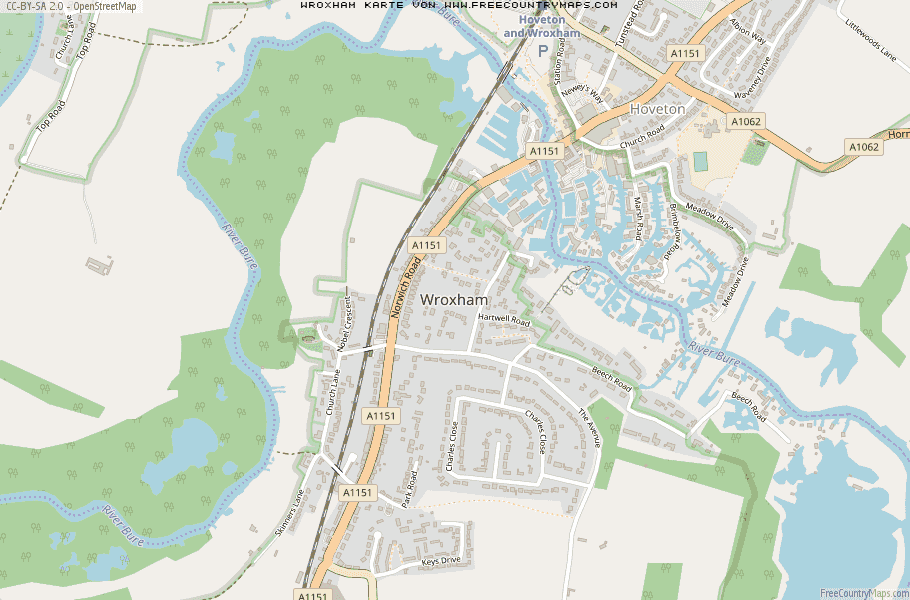 Karte Von Wroxham Vereinigtes Knigreich