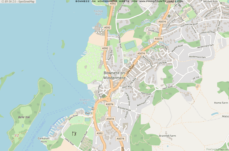 Karte Von Bowness on Windermere Vereinigtes Knigreich