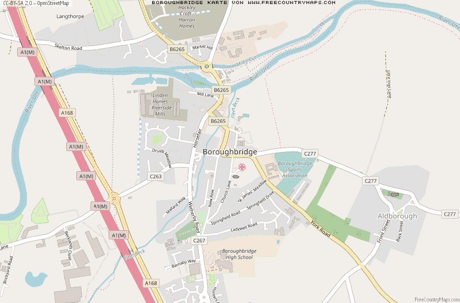 Karte Von Boroughbridge Vereinigtes Knigreich