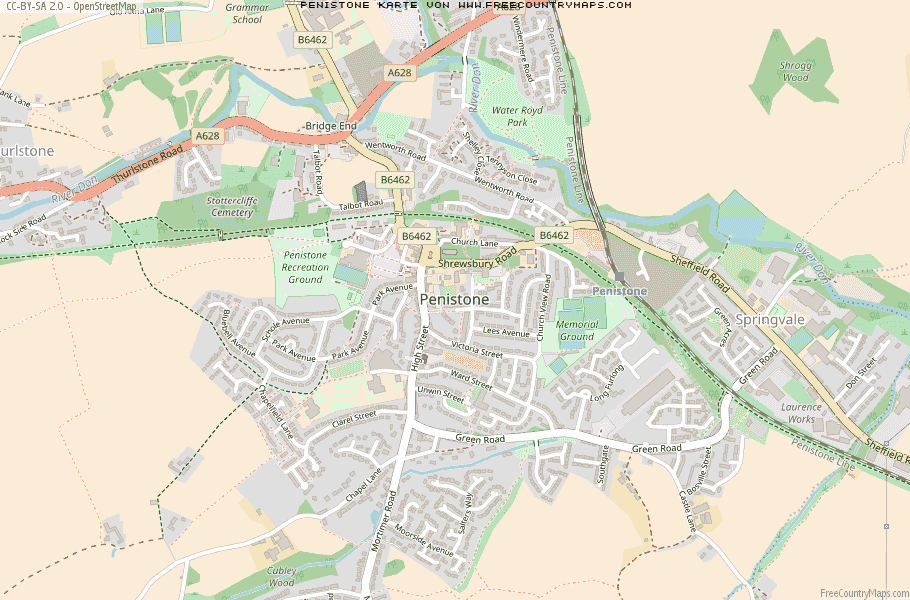 Karte Von Penistone Vereinigtes Knigreich