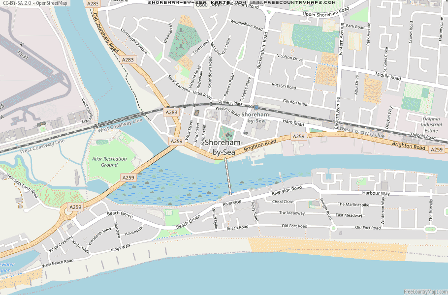 Karte Von Shoreham-by-Sea Vereinigtes Knigreich
