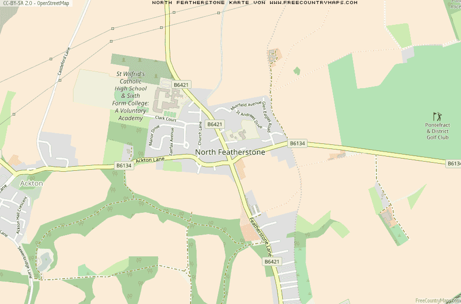 Karte Von North Featherstone Vereinigtes Knigreich