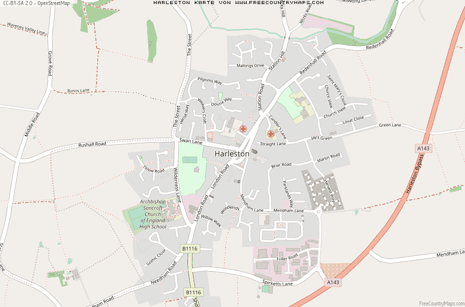 Karte Von Harleston Vereinigtes Knigreich