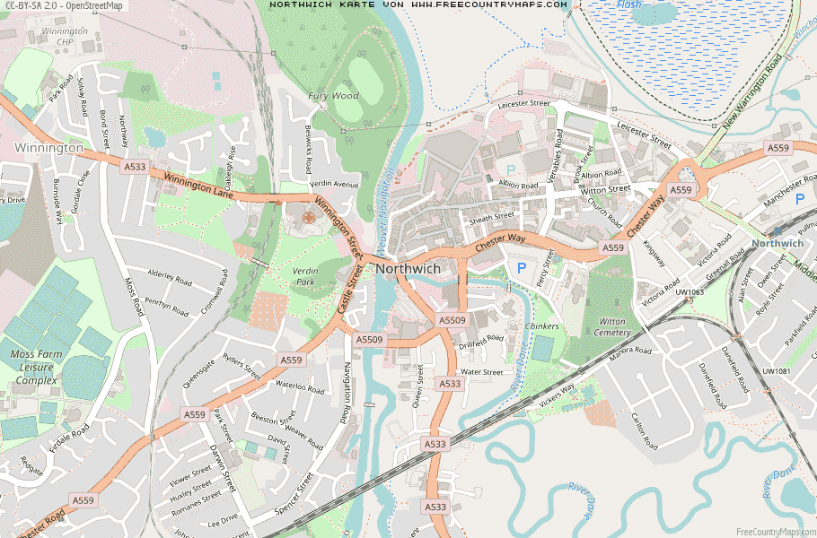 Karte Von Northwich Vereinigtes Knigreich