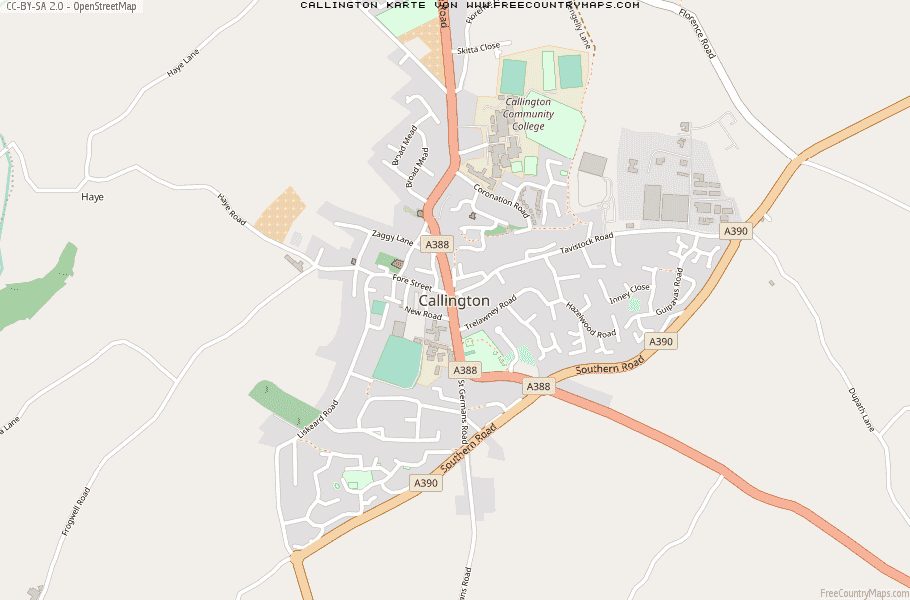 Karte Von Callington Vereinigtes Knigreich