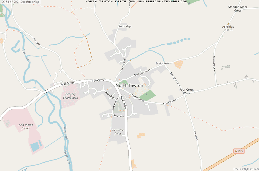 Karte Von North Tawton Vereinigtes Knigreich