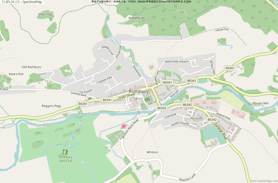 Karte Von Rothbury Vereinigtes Knigreich