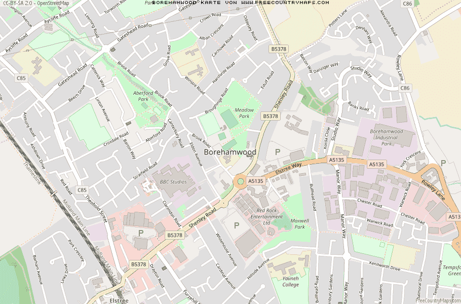 Karte Von Borehamwood Vereinigtes Knigreich