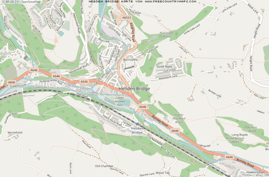 Karte Von Hebden Bridge Vereinigtes Knigreich
