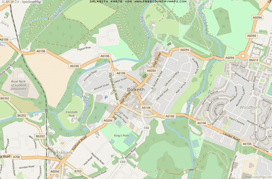 Karte Von Dalkeith Vereinigtes Knigreich