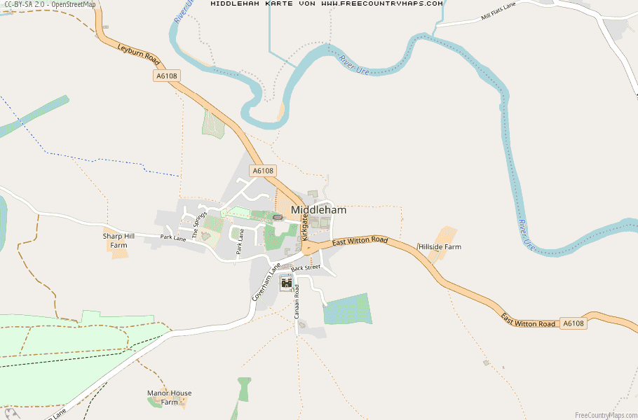 Karte Von Middleham Vereinigtes Knigreich