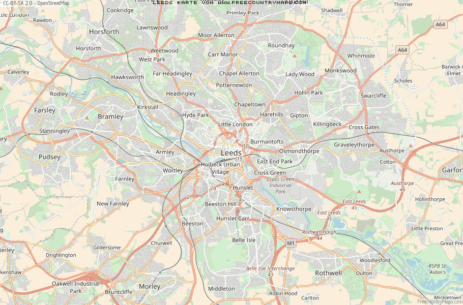 Karte Von Leeds Vereinigtes Knigreich