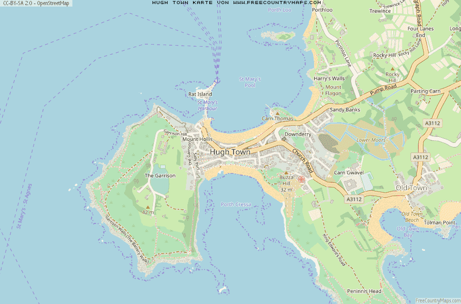 Karte Von Hugh Town Vereinigtes Knigreich