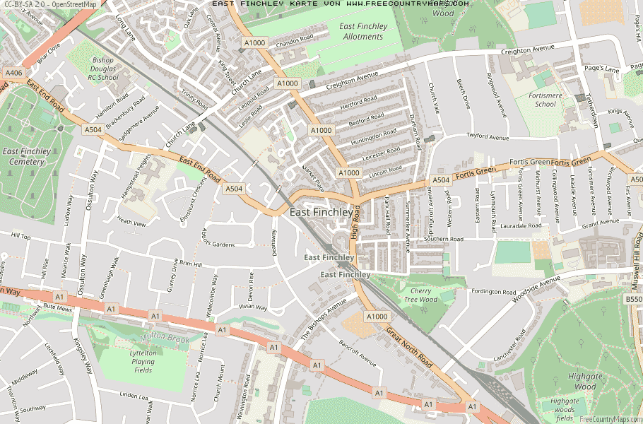 Karte Von East Finchley Vereinigtes Knigreich