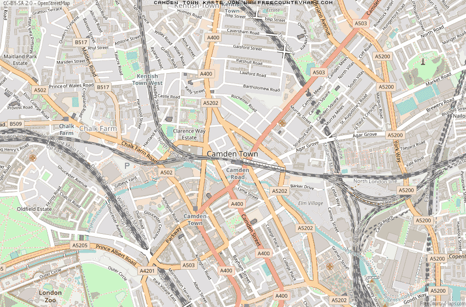 Karte Von Camden Town Vereinigtes Knigreich