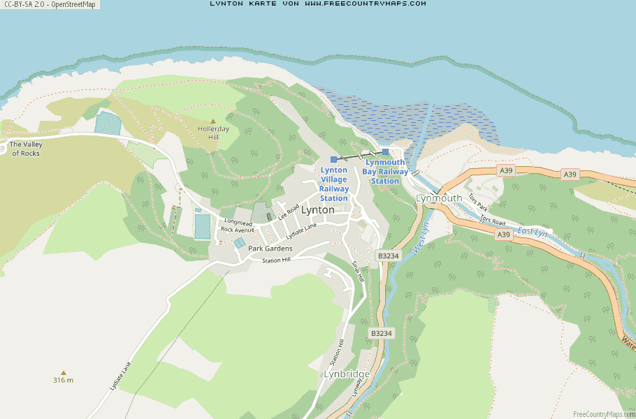Karte Von Lynton Vereinigtes Knigreich