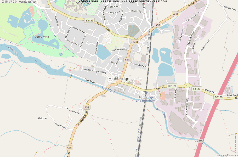 Karte Von Highbridge Vereinigtes Knigreich