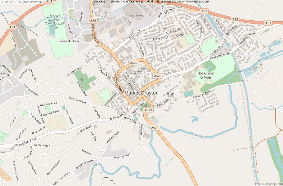 Karte Von Market Drayton Vereinigtes Knigreich