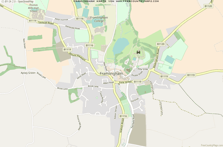 Karte Von Framlingham Vereinigtes Knigreich