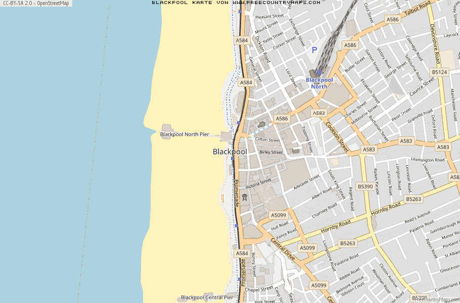 Karte Von Blackpool Vereinigtes Knigreich