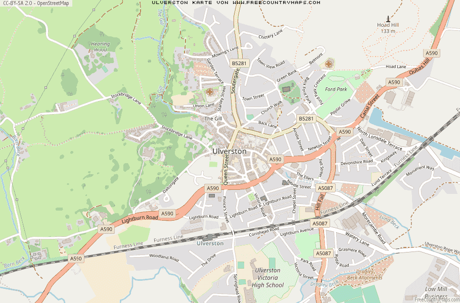 Karte Von Ulverston Vereinigtes Knigreich