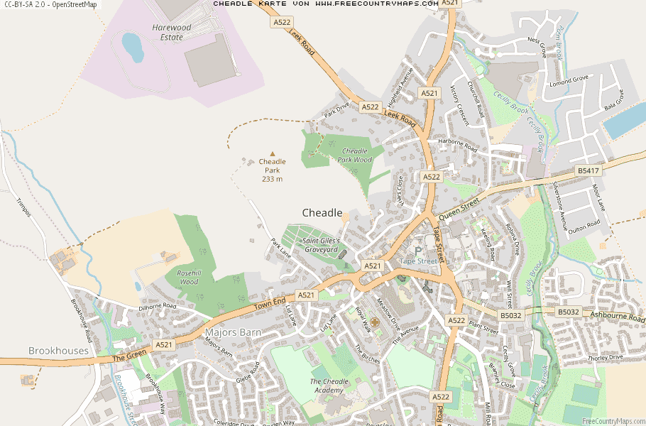 Karte Von Cheadle Vereinigtes Knigreich