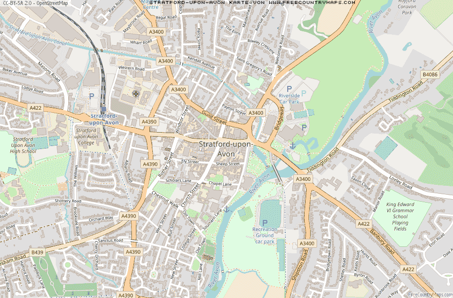 Karte Von Stratford-upon-Avon Vereinigtes Knigreich