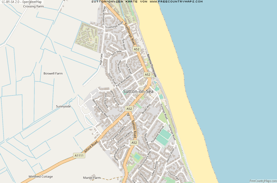 Karte Von Sutton-on-Sea Vereinigtes Knigreich
