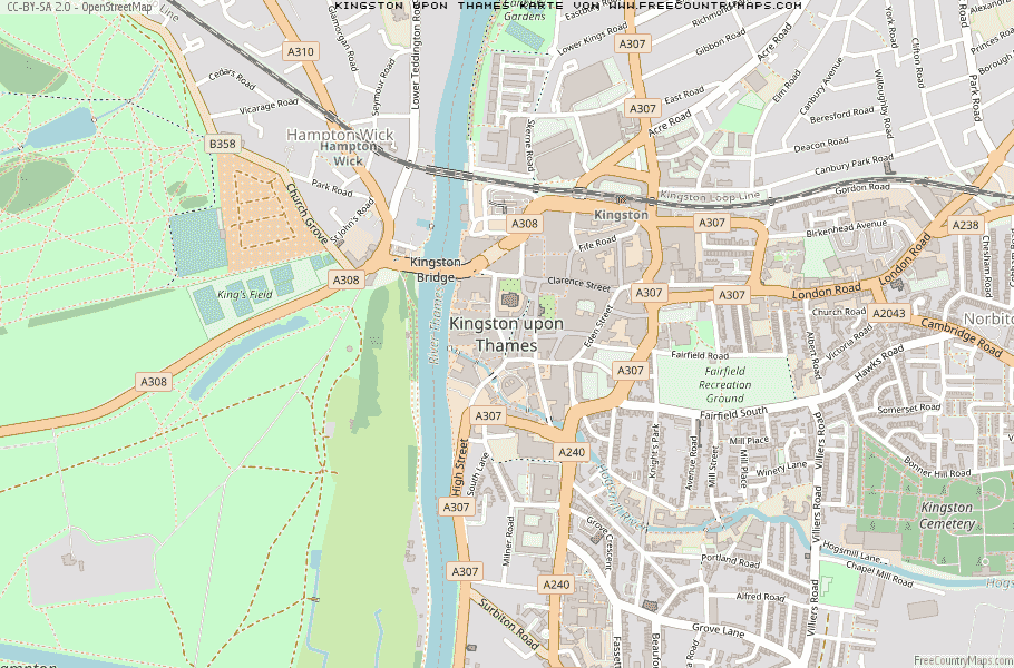 Karte Von Kingston upon Thames Vereinigtes Knigreich