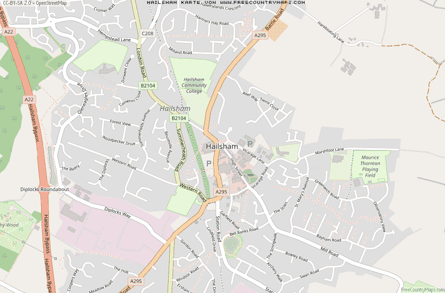 Karte Von Hailsham Vereinigtes Knigreich