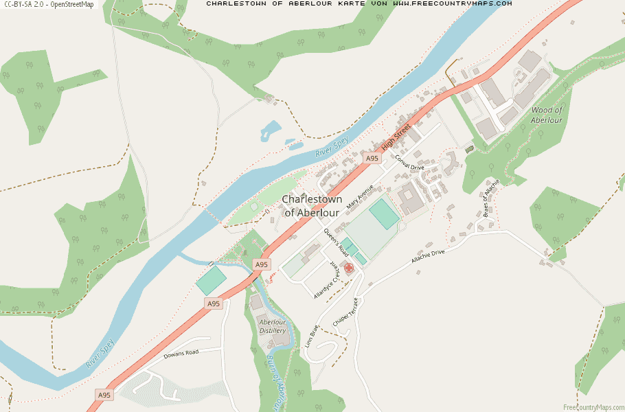Karte Von Charlestown of Aberlour Vereinigtes Knigreich