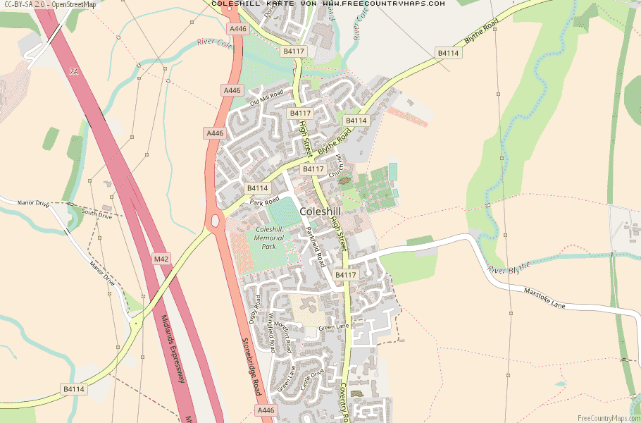 Karte Von Coleshill Vereinigtes Knigreich