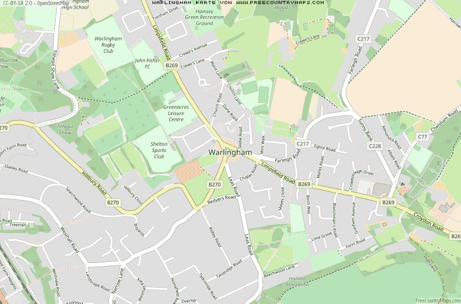 Karte Von Warlingham Vereinigtes Knigreich