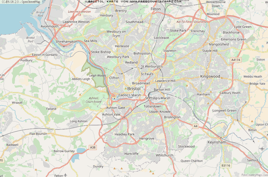 Karte Von Bristol Vereinigtes Knigreich