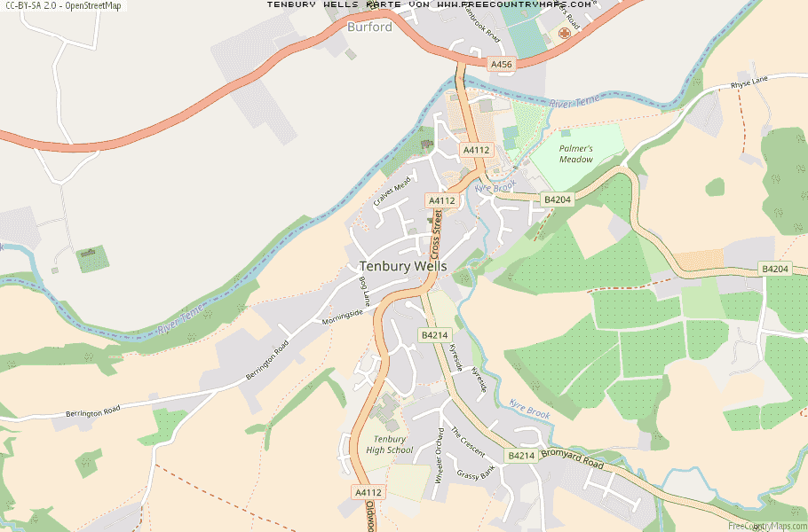 Karte Von Tenbury Wells Vereinigtes Knigreich
