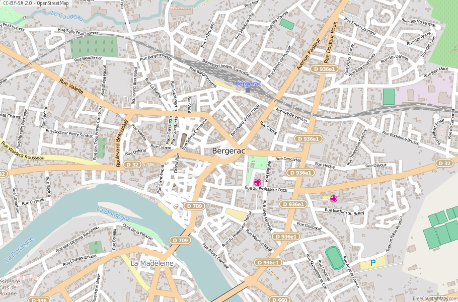 Bergerac Map with Latitude and Longitude