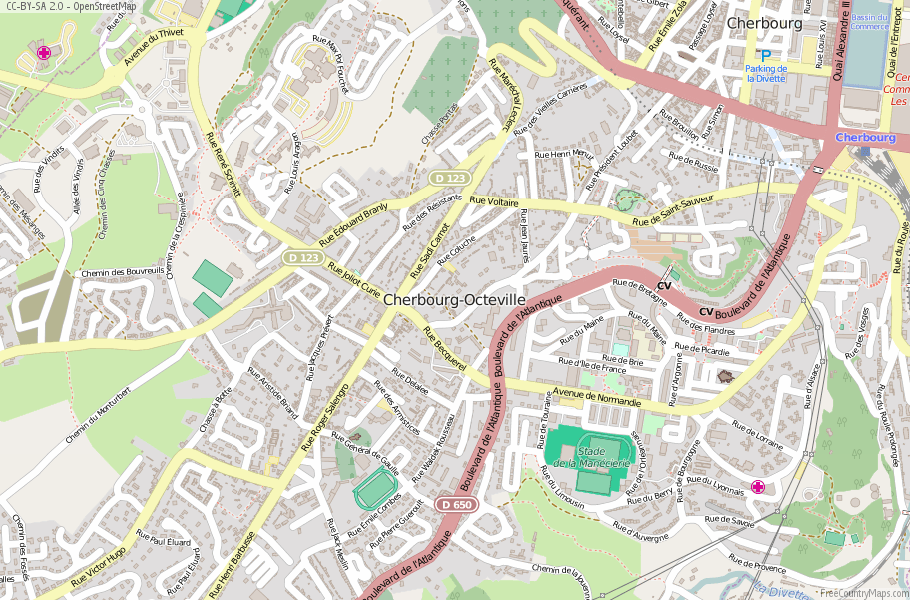 Cherbourg-Octeville France Map