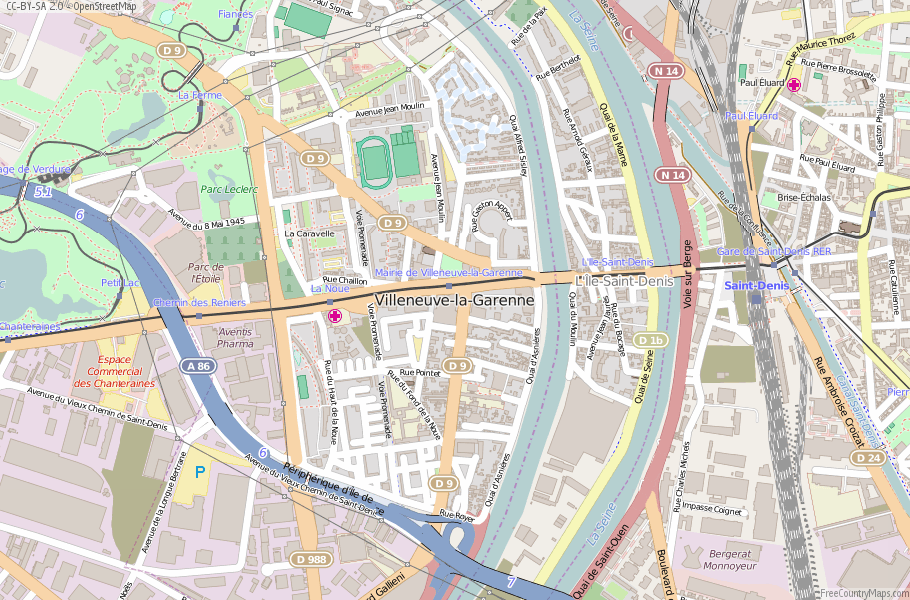 Villeneuve-la-Garenne France Map