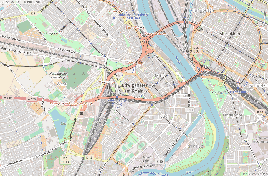 Ludwigshafen am Rhein Germany Map