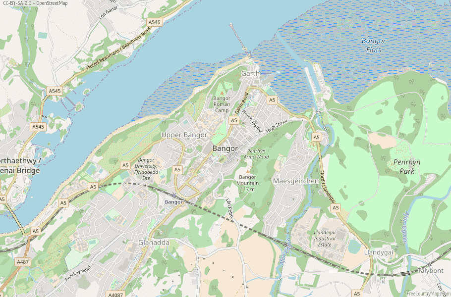 Bangor Wales Map