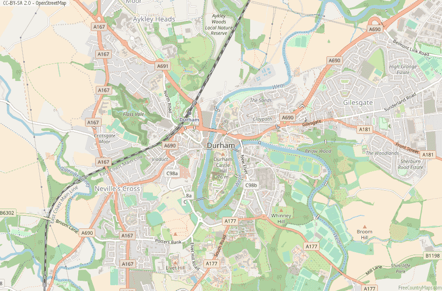 Durham England Map