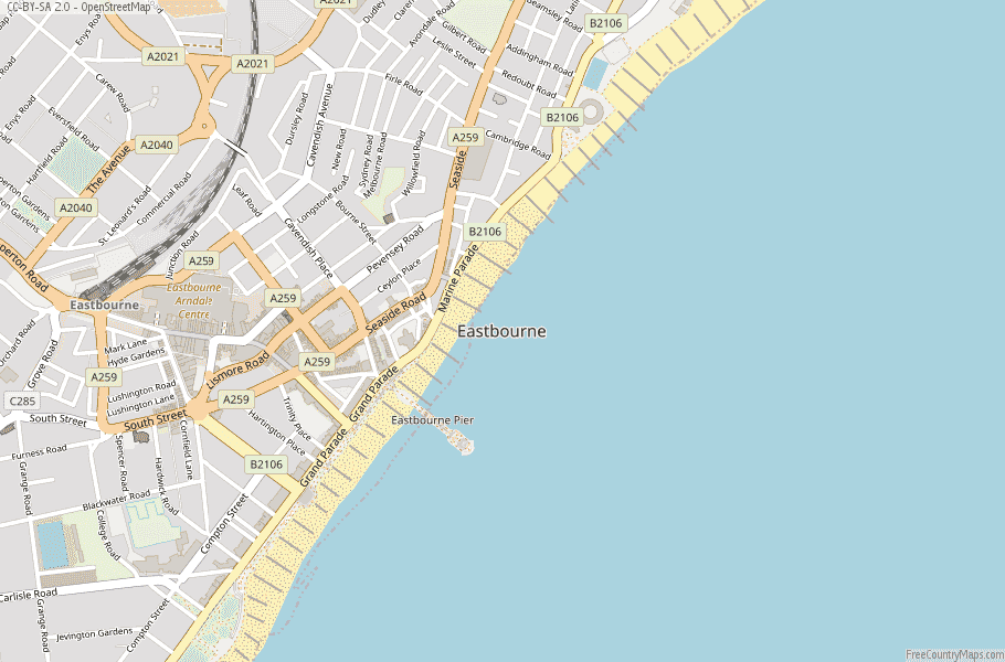 Eastbourne Map Great Britain Latitude & Longitude Free England Maps