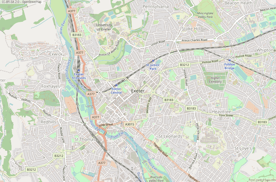 Exeter England Map