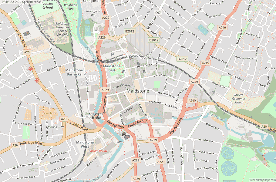 Maidstone Town Centre Map Maidstone Map Great Britain Latitude & Longitude: Free England Maps