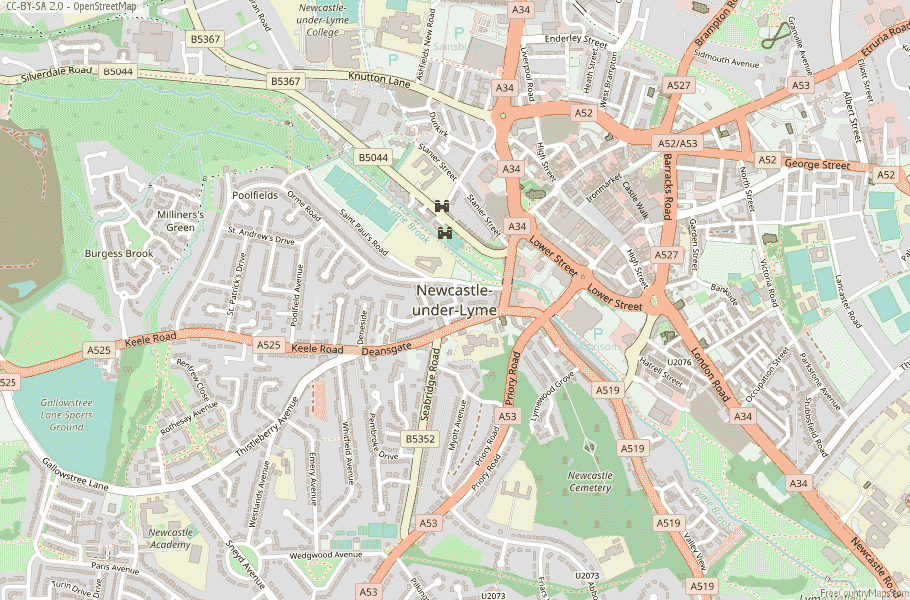 Newcastle-under-Lyme England Map