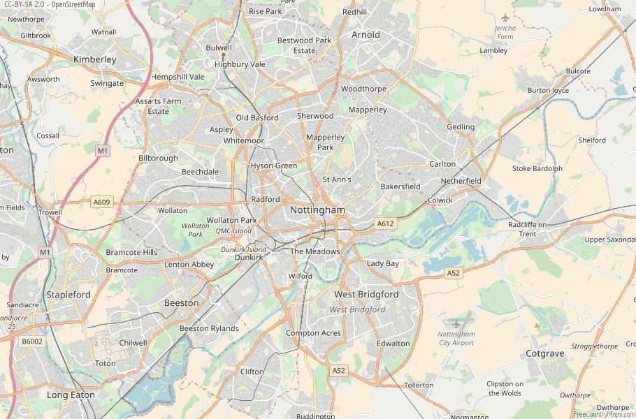 Nottingham England Map