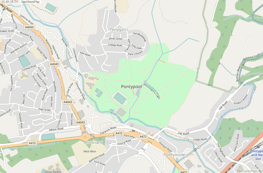 Pontypool Wales Map