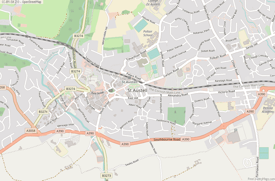 St Austell Map Great Britain Latitude & Longitude Free England Maps