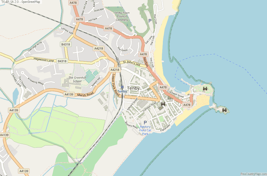 Map Of Tenby Area Tenby Map Great Britain Latitude & Longitude: Free Wales Maps